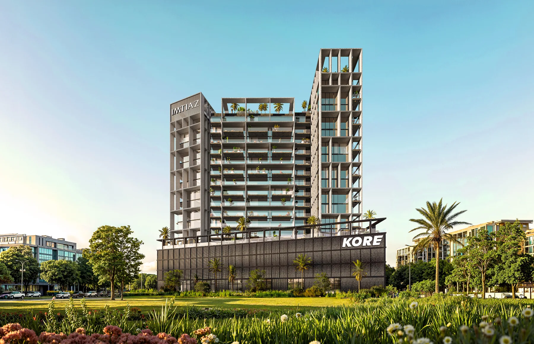 Rendu indicatif de l’architecture de KORE à Dubai Land Residence Complex